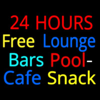 24 Hours Free Lounge Bars Pool Cafe Snack Neonskylt
