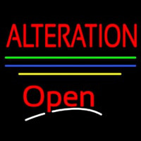Alteration Open Yellow Line Neonskylt