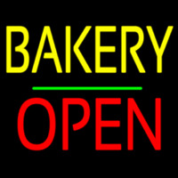 Bakery Block Open Green Line Neonskylt