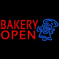 Bakery Open With Man Neonskylt