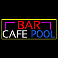 Bar Cafe Pool With Yellow Border Neonskylt