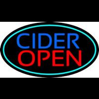 Blue Cider Open With Turquoise Oval Neonskylt
