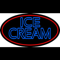 Blue Double Stroke Ice Cream With Red Oval Neonskylt