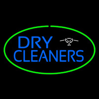 Blue Dry Cleaners Logo Oval Green Neonskylt