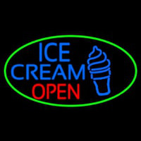 Blue Ice Cream Open With Green Oval Neonskylt
