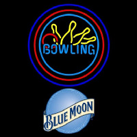 Blue Moon Bowling Yellow Blue Beer Sign Neonskylt