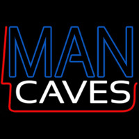 Blue and White Red Border Man Cave Neonskylt
