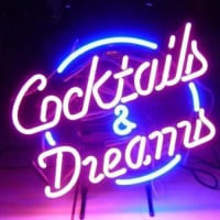 Cocktails And  Dreams Öl Bar Öppet Neonskylt