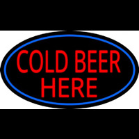 Cold Beer Here With Blue Border Neonskylt