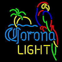 Corona Light Parrot with Palm Beer Sign Neonskylt