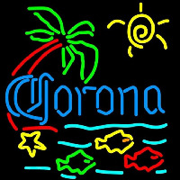 Corona Tropical Fish w Palm Tree Beer Sign Neonskylt