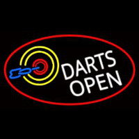 Dart Board Open Oval With Red Border Neonskylt