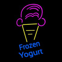 Frozen Yogurt Blue Ltrs With Cone Logo Neonskylt