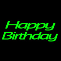 Green Cursive Happy Birthday Neonskylt