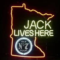 Jack Daniels Lives Here Minnasota Whiskey Neon Öl Bar Skylt