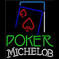 Michelob Green Poker Red Heart Beer Sign Neonskylt