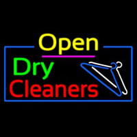 Open Dry Cleaners Logo Neonskylt