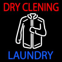 Red Dry Cleaning With Shirt Logo Neonskylt