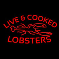 Red Live And Cooked Lobsters Seafood Neonskylt