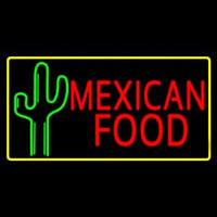 Red Me ican Food With Cactus Logo Neonskylt