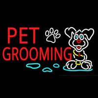Red Pet Grooming Neonskylt