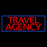 Red Travel Agency Blue Border Neonskylt