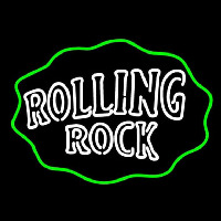 Rolling Rock Double Line Logo With Wavy Circle Neonskylt