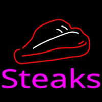 Steak Logo Pink Neonskylt