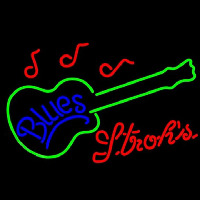 Strohs Blues Guitar Beer Sign Neonskylt