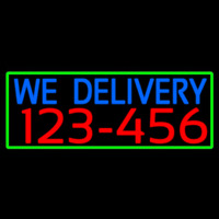 We Deliver Phone Number With Green Border Neonskylt