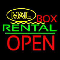 Yellow Mail Block Bo  Rental Open 1 Neonskylt