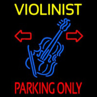 Yellow Violinist Red Parking Only Neonskylt
