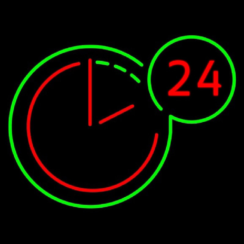 24 Hours Clock Neonskylt