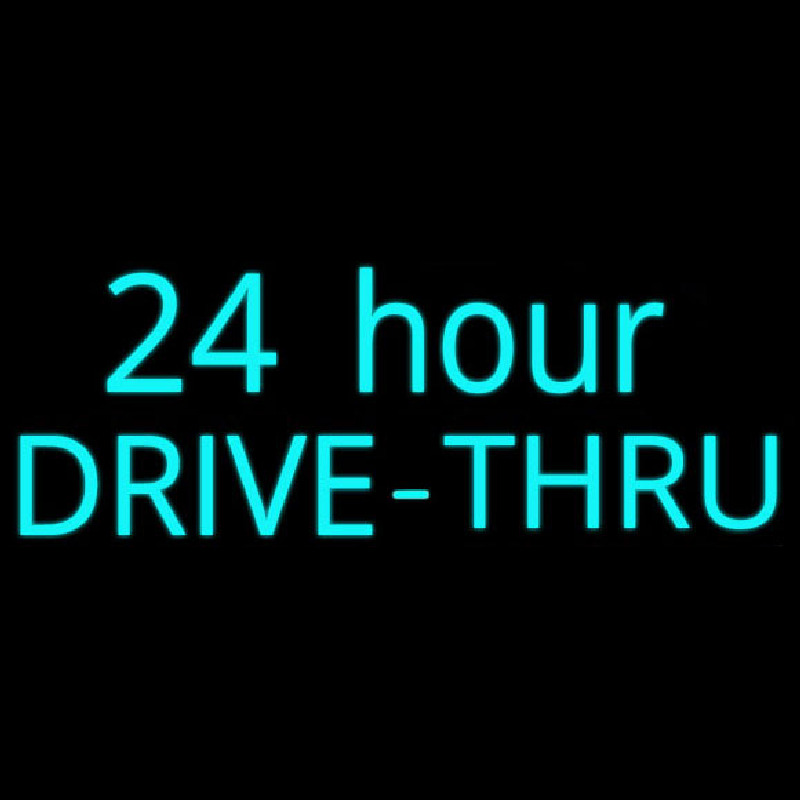 24 Hours Drive Thru Neonskylt