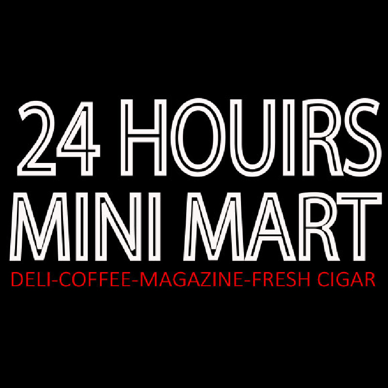 24 Hours Mini Mart Neonskylt