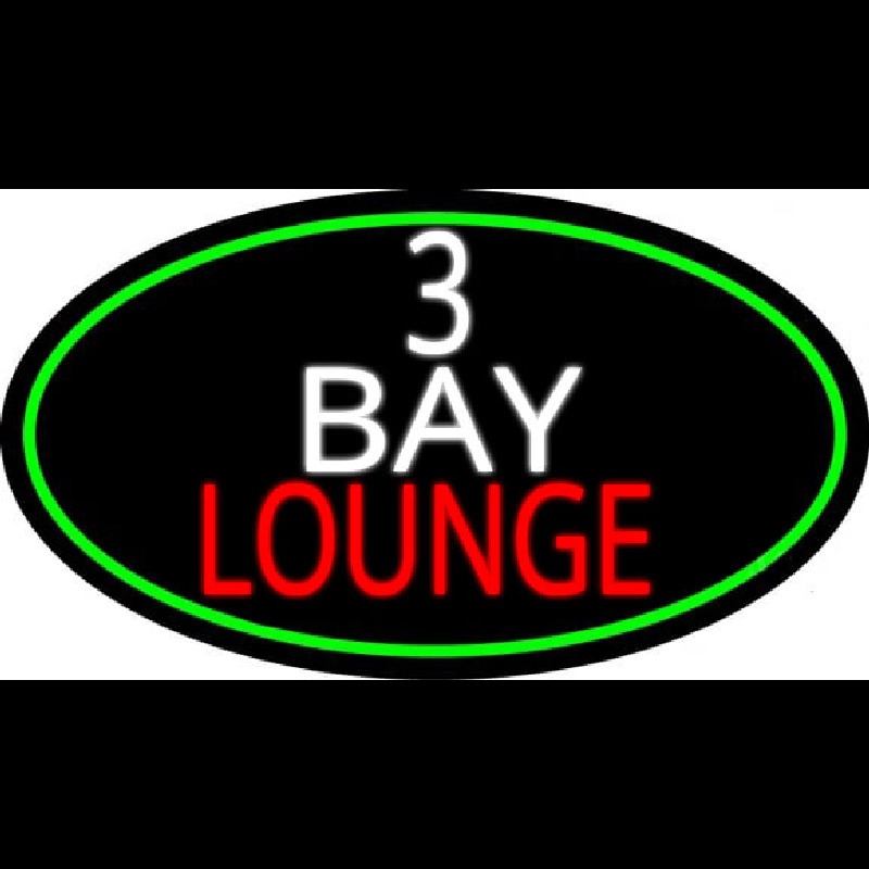 3 Bay Lounge Oval With Green Border Neonskylt