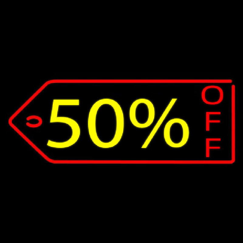 50 Percent Off Neonskylt