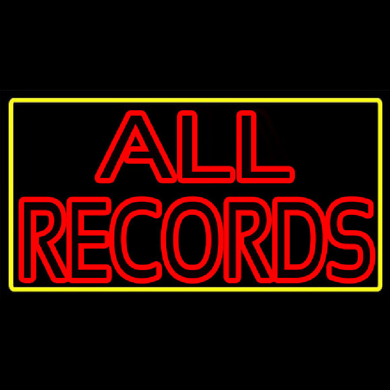 All Records Yellow Border Neonskylt