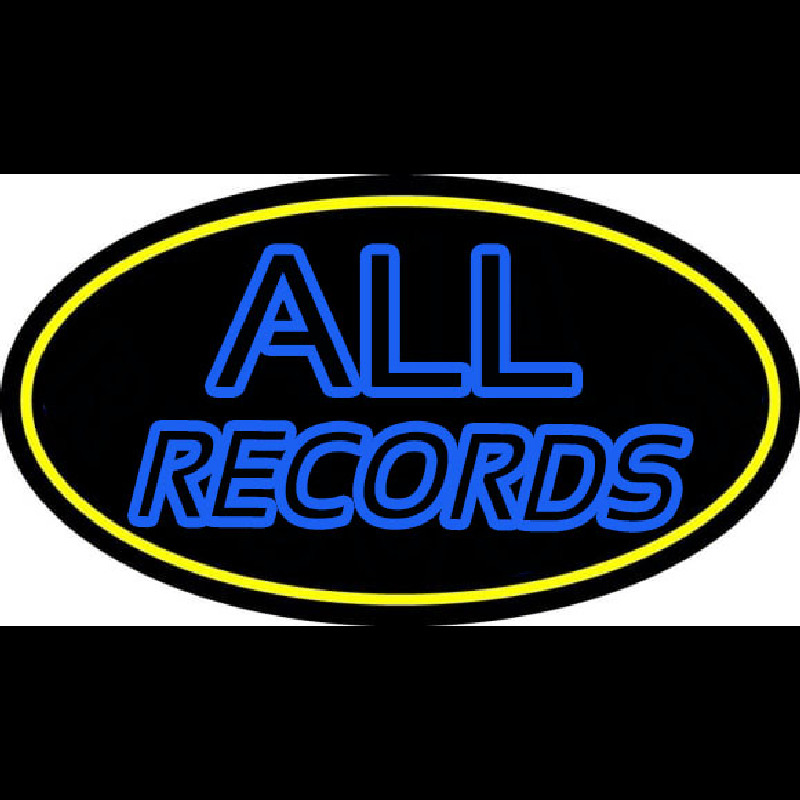 All Records Yellow Border Neonskylt