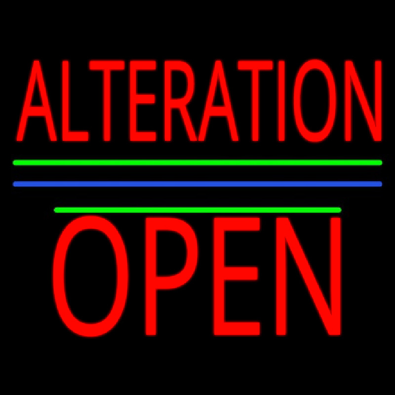 Alteration Block Open Green Line Neonskylt