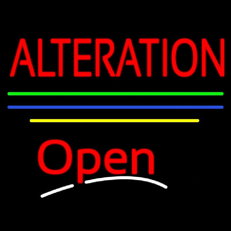 Alteration Open Yellow Line Neonskylt