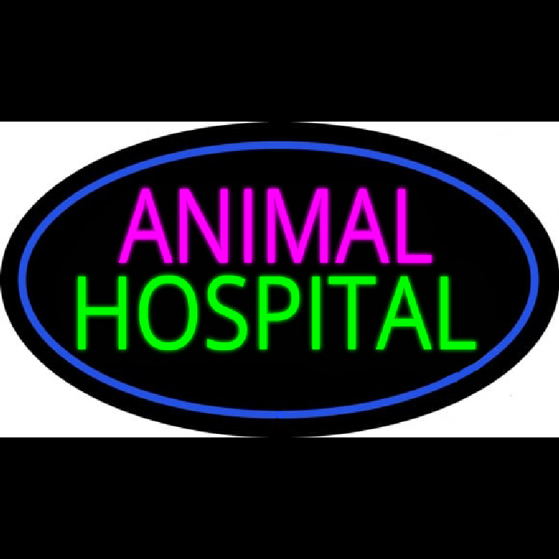 Animal Hospital Blue Oval Neonskylt