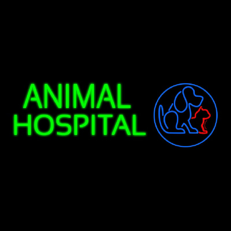 Animal Hospital Dog Cat Logo Veterinary Neonskylt