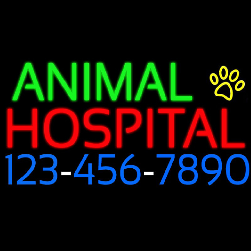 Animal Hospital With Phone Number Neonskylt