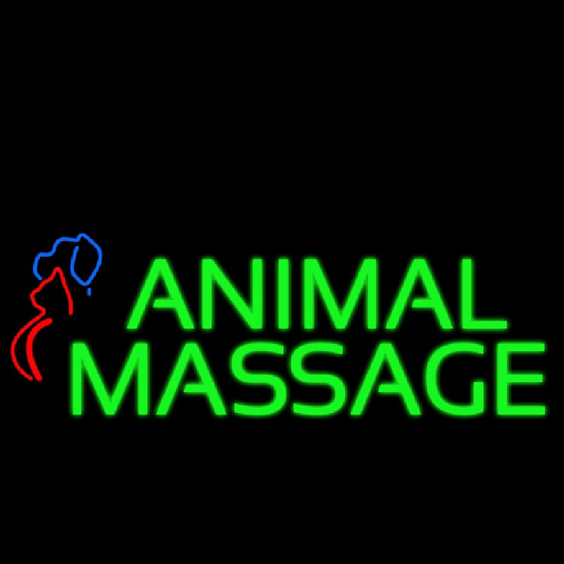 Animal Massage Dog Cat Logo Neonskylt