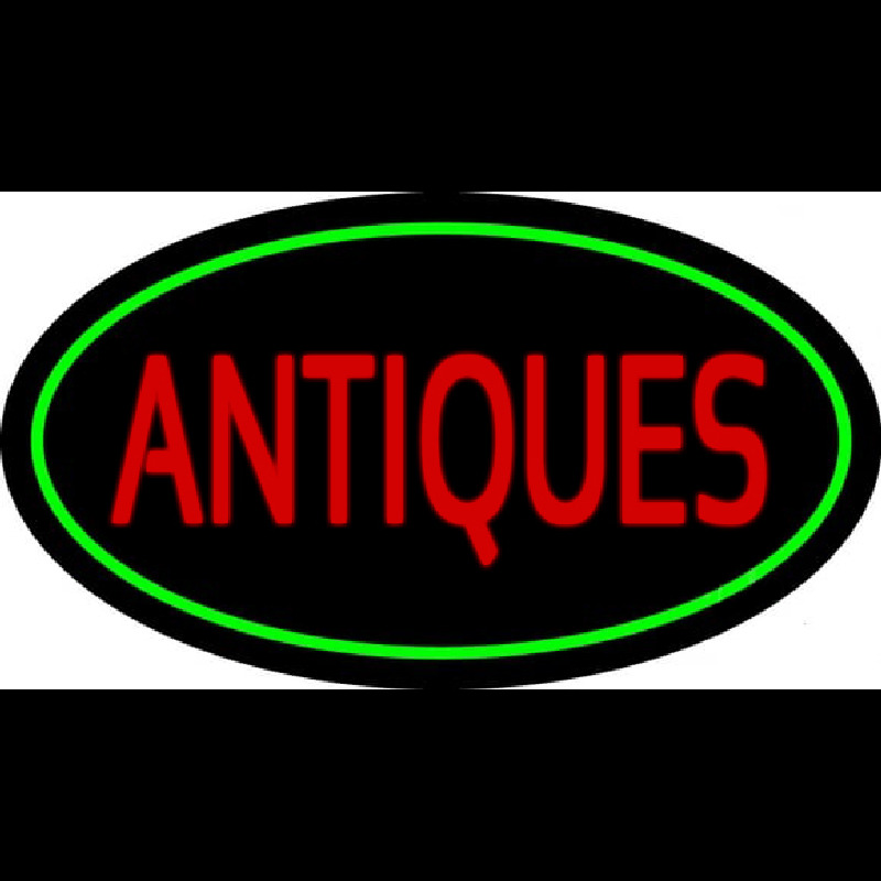 Antiques Green Oval Neonskylt