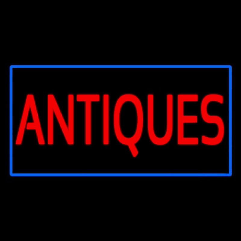 Antiques Rectangle Blue Neonskylt