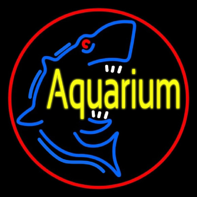 Aquarium Shark Logo Red Circle Neonskylt