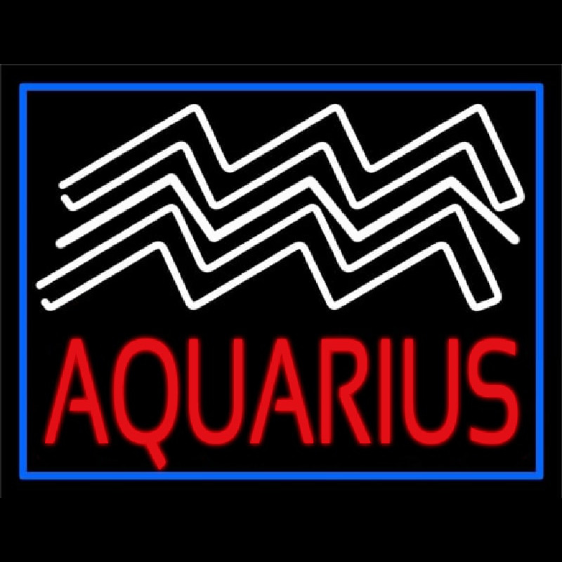 Aquarius Zodiac Blue Border Neonskylt