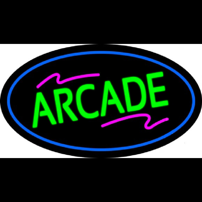 Arcade Oval Blue Neonskylt